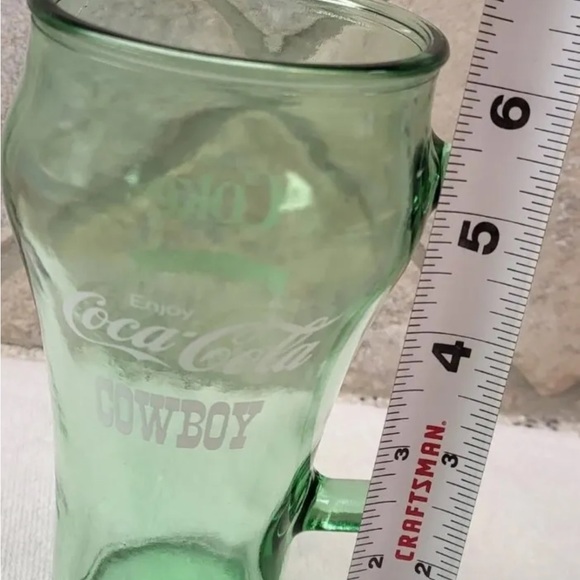 Collectible Green Coke Coca Cola Whataburger Cowboy Glass with Handle 16 oz - Picture 9 of 9